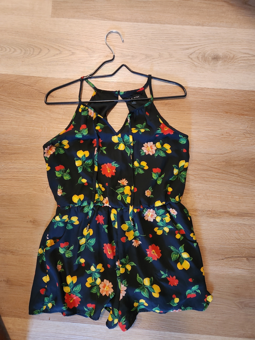 As U Wish Black Floral Halter Romper